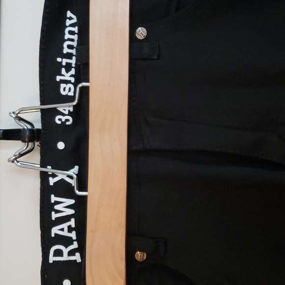 Mens Raw X Distressed Black Biker Jean - Picture 4 of 7